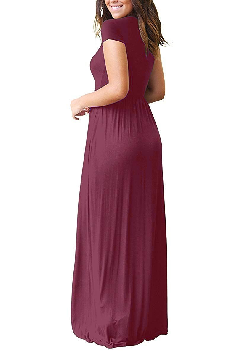 AUSELILY Women's Short Sleeve Loose Plain Casual Long Maxi Dresses for Women 2026 Mauve XL - Image 4